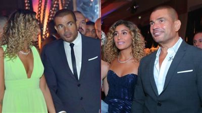 عمرو دياب ودينا الشربيني .. 3 مشاهد مثيرة في ليلة واحدة