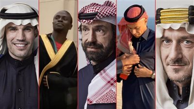 بيرلو وتوتي وإمبابي وماني وفان بيرسي ..  نجوم بالزي العربي 