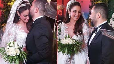 أول صور .. درة بفستان زفافها على المهندس هاني سعد في الجونة