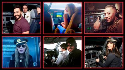 بالصور : نجوم كابينة الطائرة من تامر حسنى إلى هنا الزاهد 