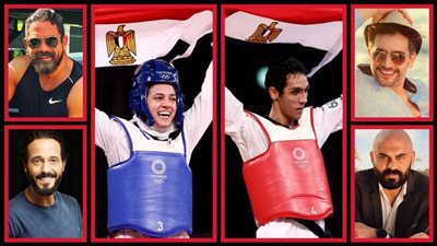 النجوم يحتفلون بفوز هداية ملاك وسيف عيسى ببرونزية الأولمبياد : فرحة مصر بيكم ملهاش حدود