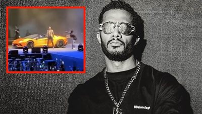 محمد رمضان يظهر بسيارة مطلية بالذهب فى حفله أمس بالأردن