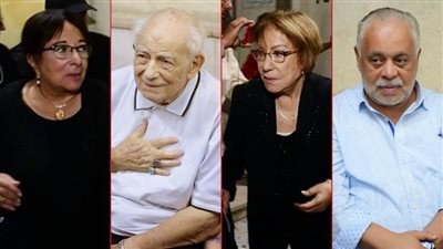 بالصور .. سميحة أيوب ورشوان توفيق وسميرة عبدالعزيز وأشرف زكي في عزاء رجاء حسين بالحامدية الشاذلية