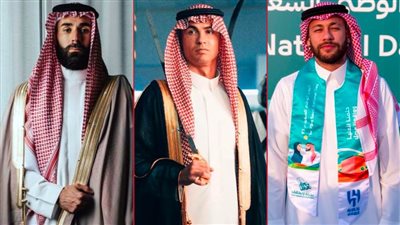 كريستيانو رونالدو ونيمار وبنزيما يحتفلون باليوم الوطني للمملكة العربية السعودية