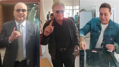 حسين فهمي وتامر عبدالمنعم وحكيم .. فنانو الجيزة يدلون بأصواتهم فى الانتخابات الرئاسية