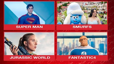 FANTASTIC 4 وSUPER MAN وJURASSIC WORLD  وSmurfs ..  يوليو بالأجنبي