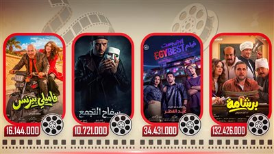 بوكس أوفيس.. برشامة يتصدر بـ 132.5 مليون وإيجي بست وسفاح التجمع وفاميلي بيزنس يجمعون 60 مليون